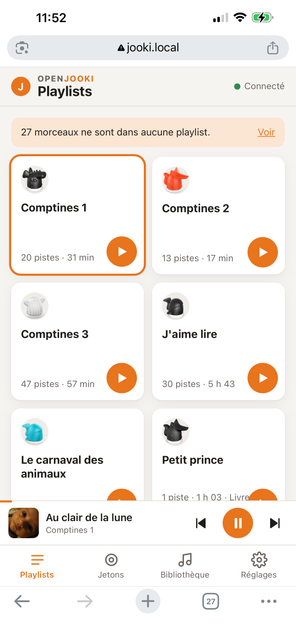 The playlists page on a phone