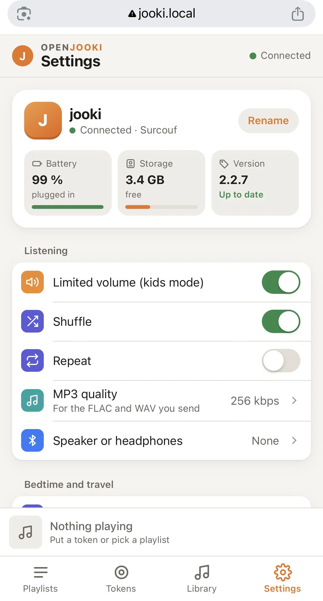 Settings on a phone